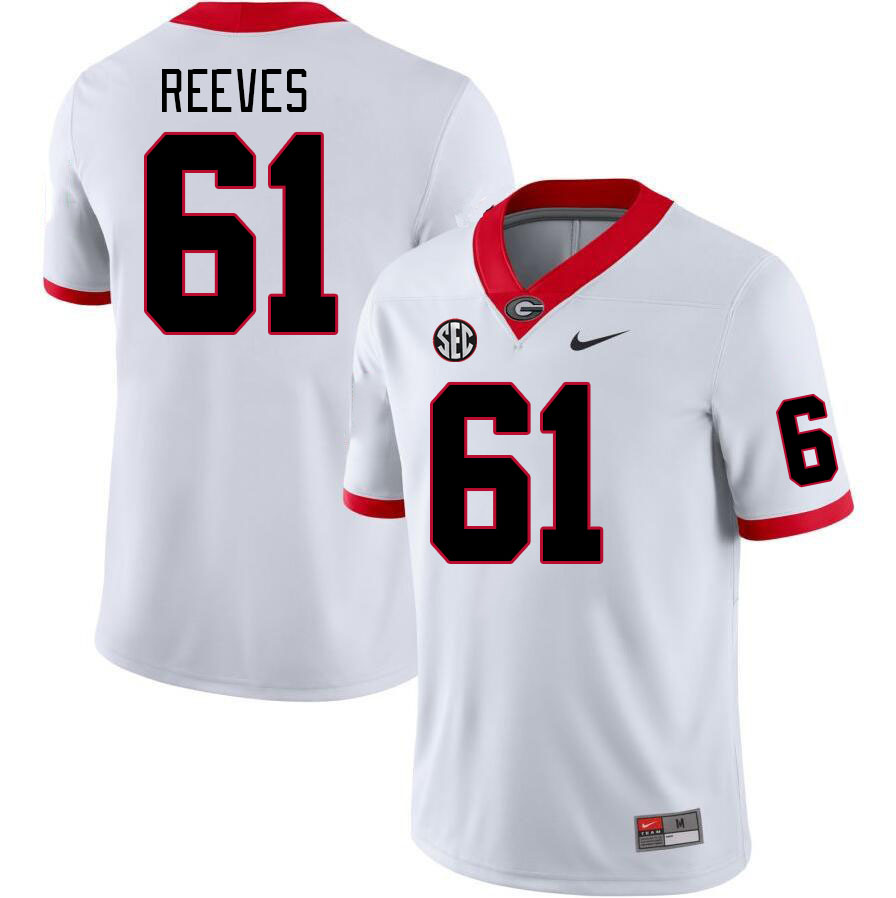 Men #61 Nick Reeves Georgia Bulldogs College Football Jerseys Stitched-White